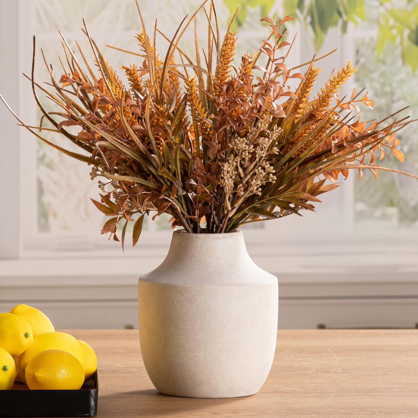 Mitt&Ditt Ceramic Flower Vase with Handles, 11 inch Tall Vase for Centerpieces, Large Decorative Terracotta Vases, Farmhouse Rustic Vases for Home Decor, Living Room, Table, Neutral