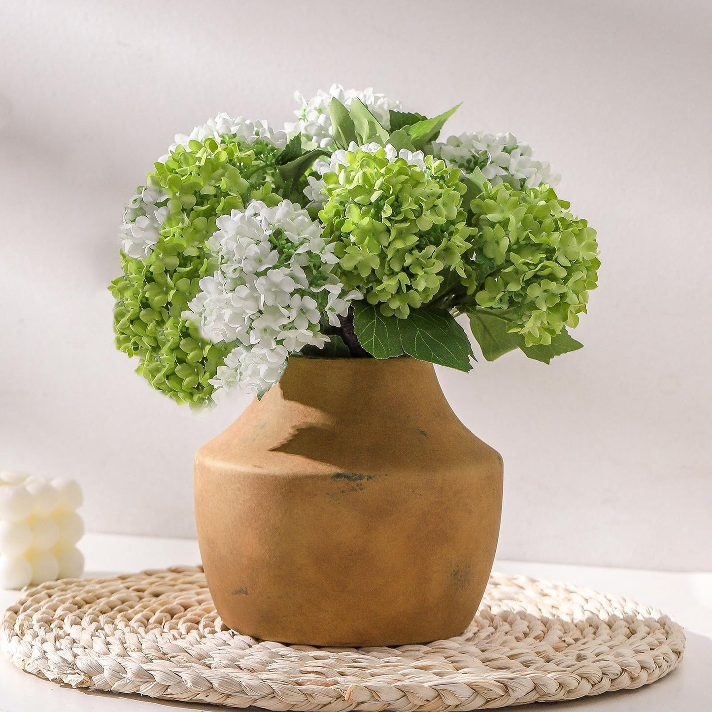 Mitt&Ditt Ceramic Flower Vase with Handles, 11 inch Tall Vase for Centerpieces, Large Decorative Terracotta Vases, Farmhouse Rustic Vases for Home Decor, Living Room, Table, Neutral