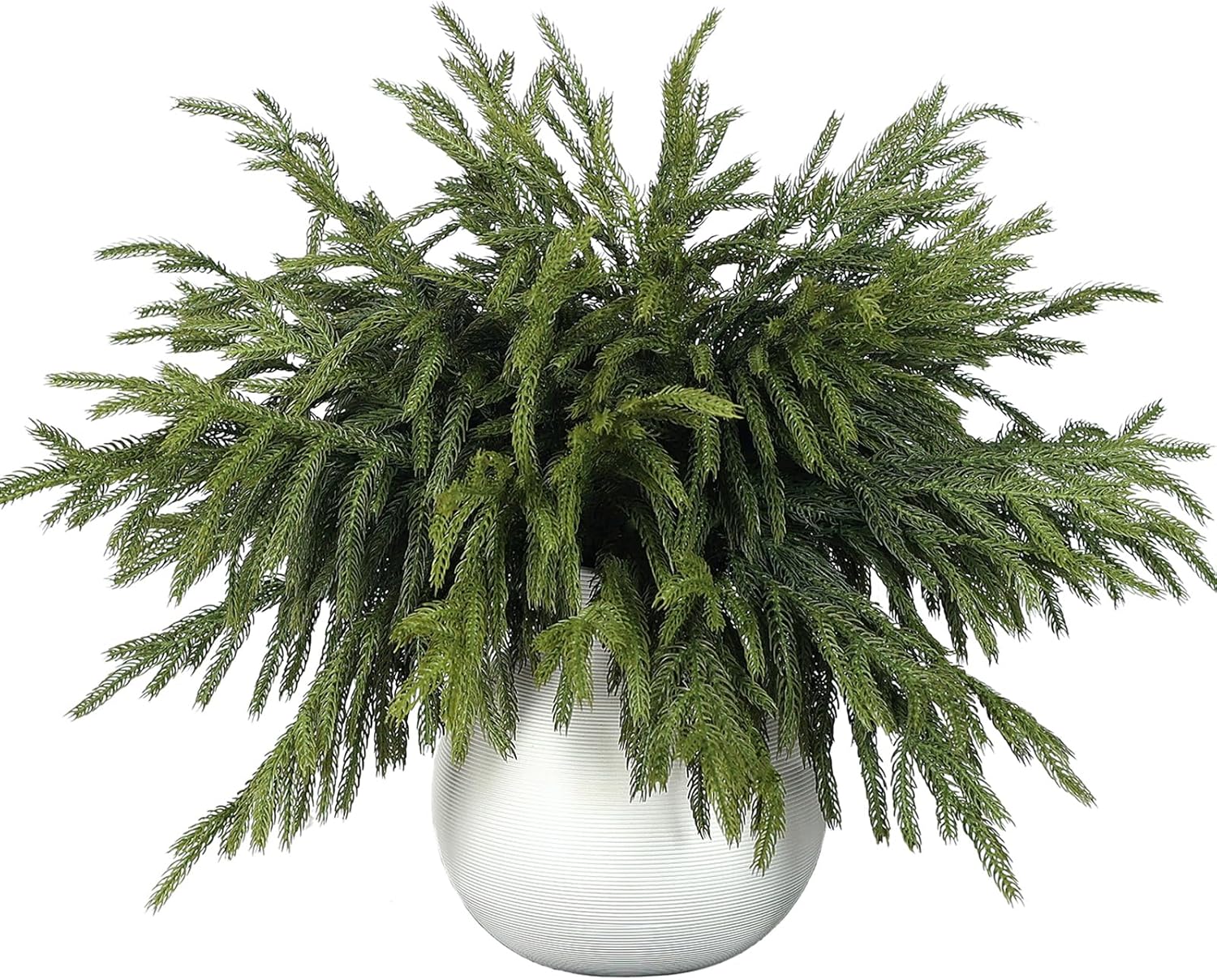 16 Pcs Real Touch Norfolk Pine Branch -18" Artificial Christmas Green Plants Branches Faux Greenery Stem Fake Cedar Pine Picks for Vase DIY Crafts Garland Wreath Xmas Indoor Outdoor Home Decor